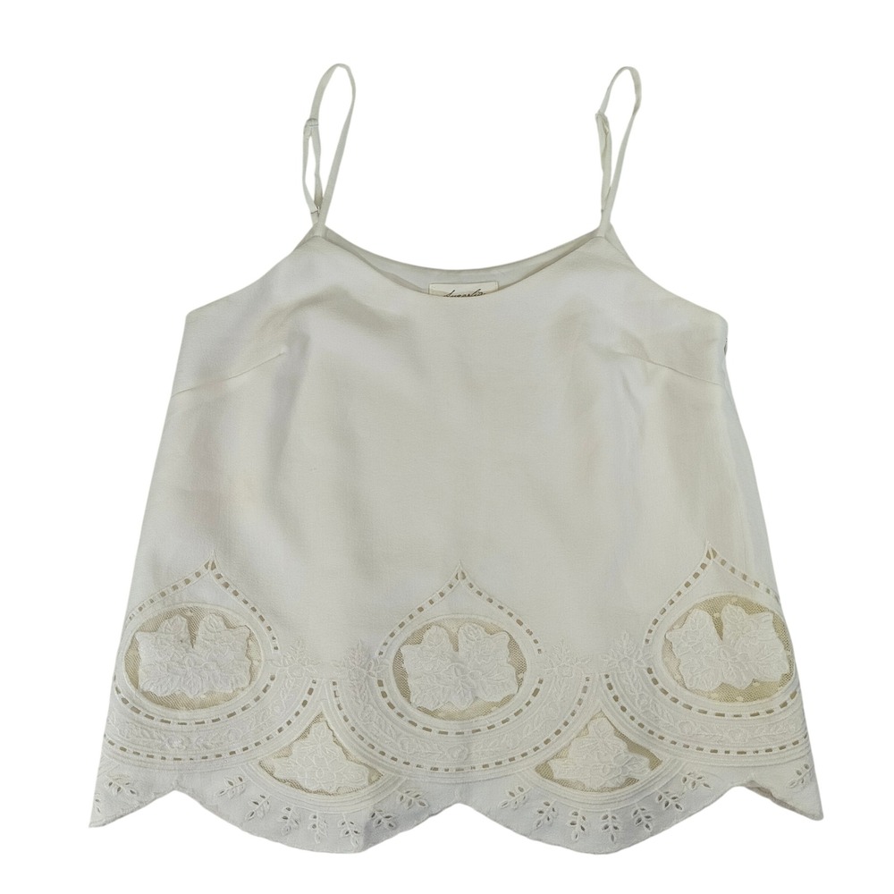 Sugarlips Cream Embroidered Scalloped Hem Camisole Top Small Ivory Lace